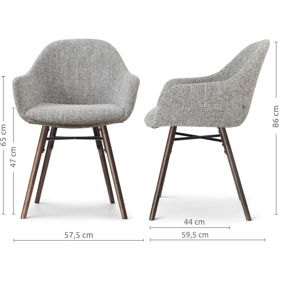 Nolon Nena-Mae eetkamerstoel grijs blend - walnoot houten onderstel, foto 2
