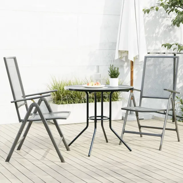 vidaXL 3-delige Tuinset verstelbaar gepoedercoat staal antraciet, foto 2