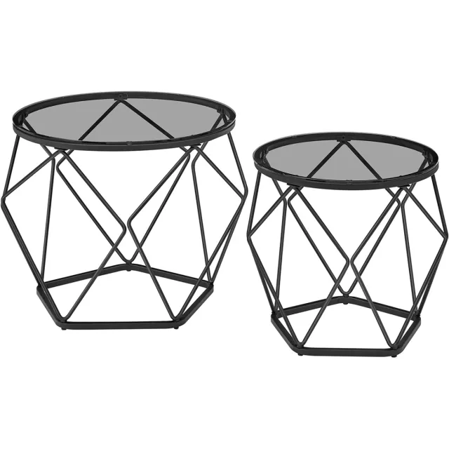 Songmics Woonkamertafelset – Set van 2 – Modern – Leigrijs/Inktzwart