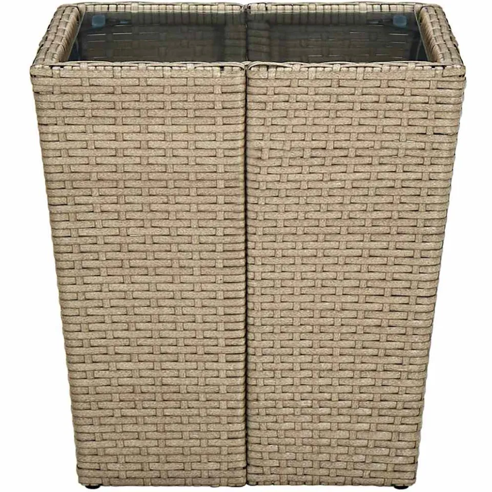 vidaXL Salontafel 41,5x41,5x44 cm poly rattan en gehard glas beige, foto 3