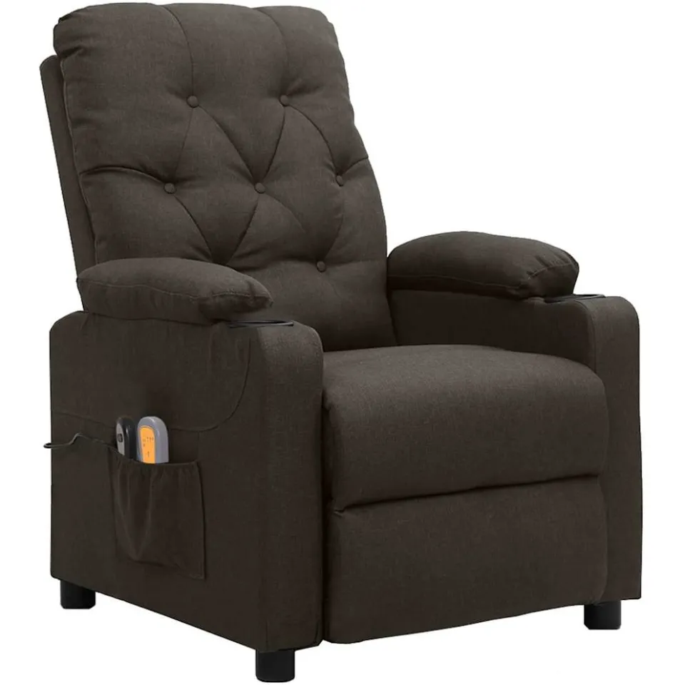 vidaXL Massagestoel elektrisch stof taupe
