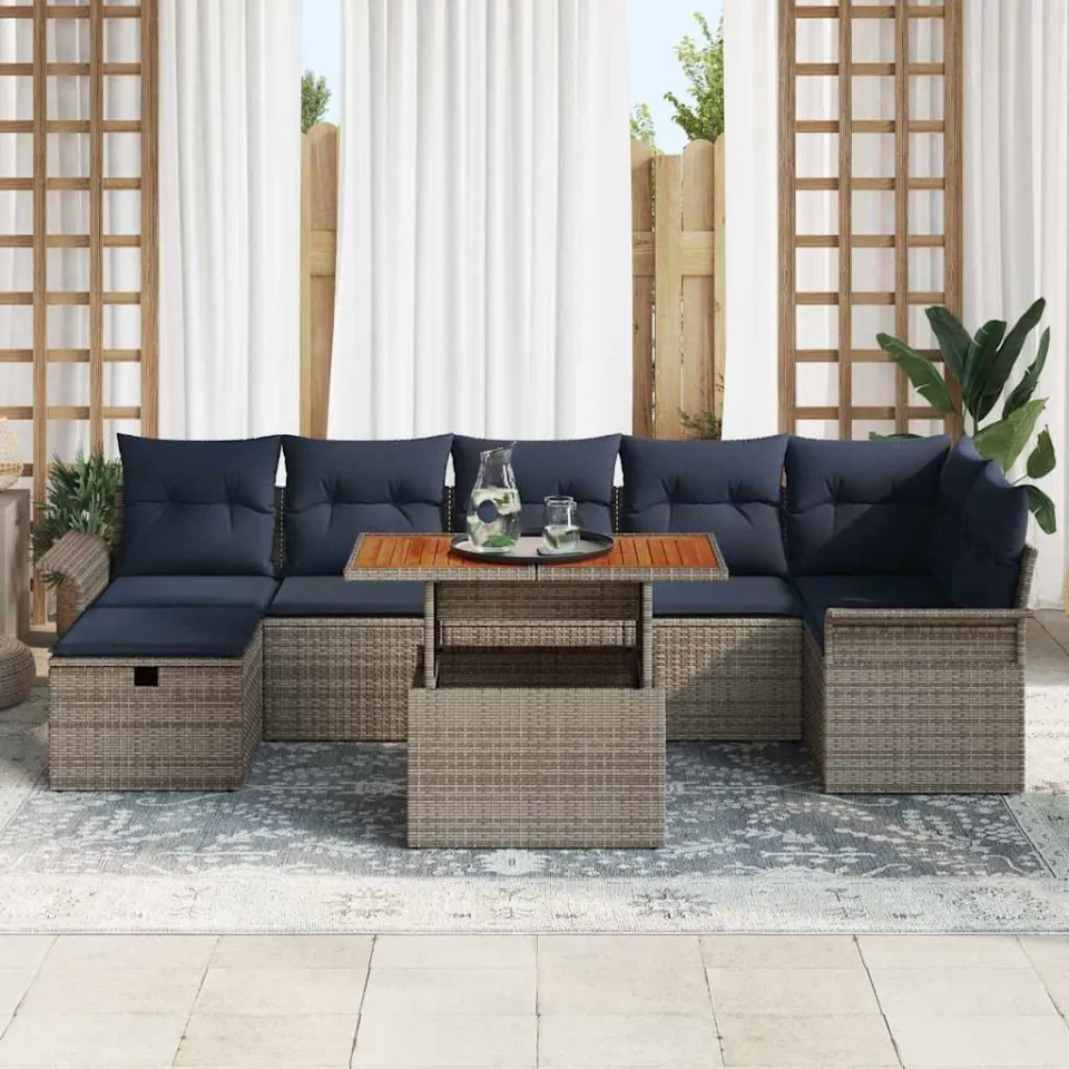 vidaXL Tuin Sofa Set 8 st Grijs poly rattan, foto 3