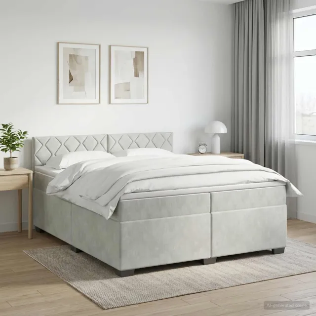 vidaXL Boxspringbed met matras Lichtgrijs 200 x 200 cm Fluweel