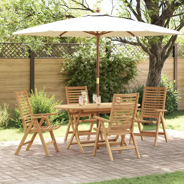 vidaXL Tuin eettafelset 5 st Bruin Massief Teakhout