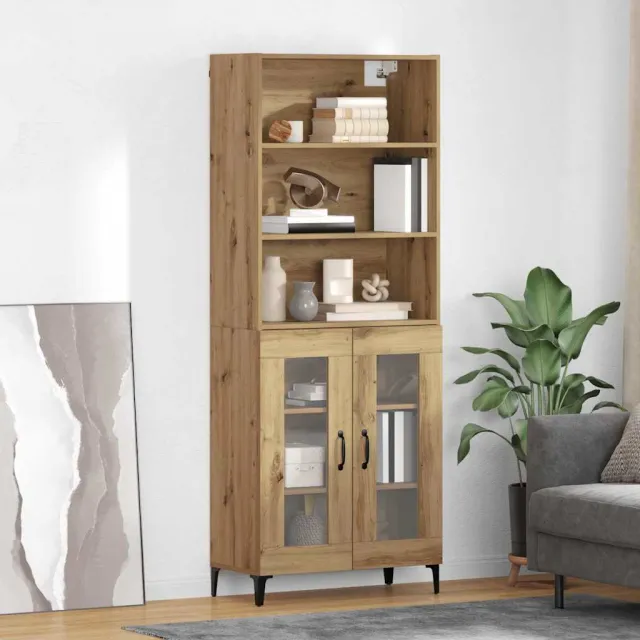 vidaXL Hoge kast Artisan Eiken 69,5 x 34 x 180 cm Bewerkt hout Bruin