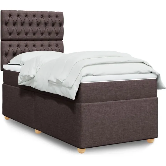 vidaXL Boxspring met matras stof donkerbruin 80x200 cm bruin