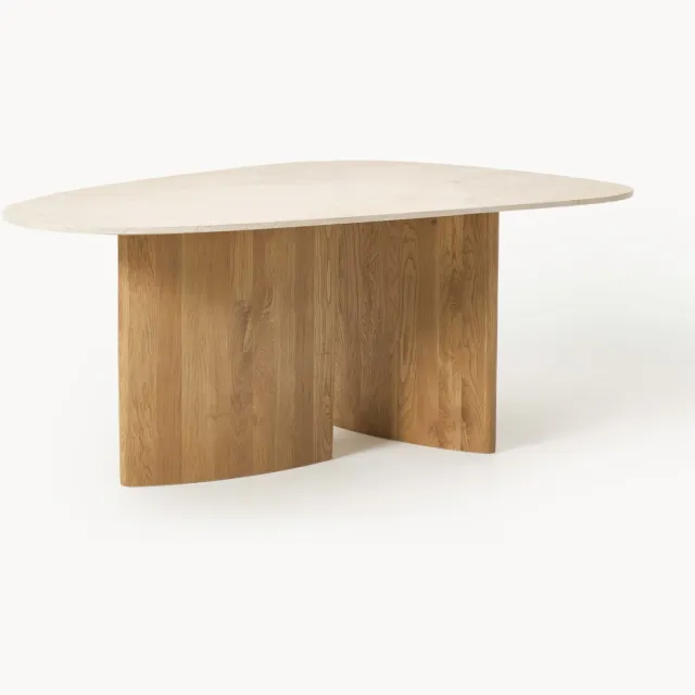 Westwing Collection Eettafel Meadow met marmeren blad, in verschillende formaten Beige