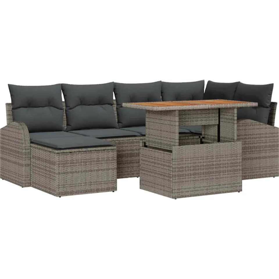 vidaXL Tuin Sofa Set 7 st Grijs Poly riet