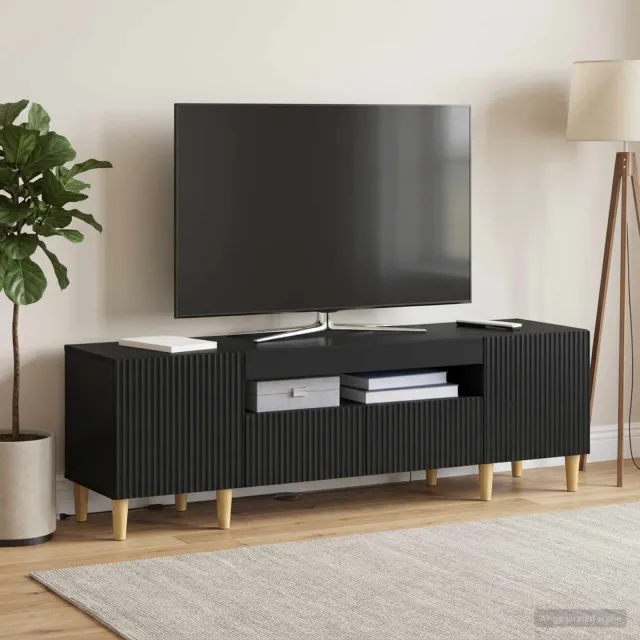 vidaXL LED tv-meubel ARNHEM 153 x 35 x 43 cm Zwart Bewerkt hout, foto 2