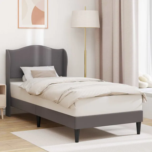 vidaXL Bedframe met hoofdeinde Grijs 100 x 200 cm Kunstleer