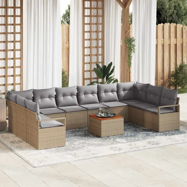 vidaXL Tuinbankenset 11 st Beige poly rattan, foto 2