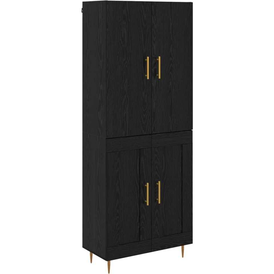vidaXL Highboard Zwart Eiken 69,5 x 34 x 180 cm Bewerkt hout, foto 3