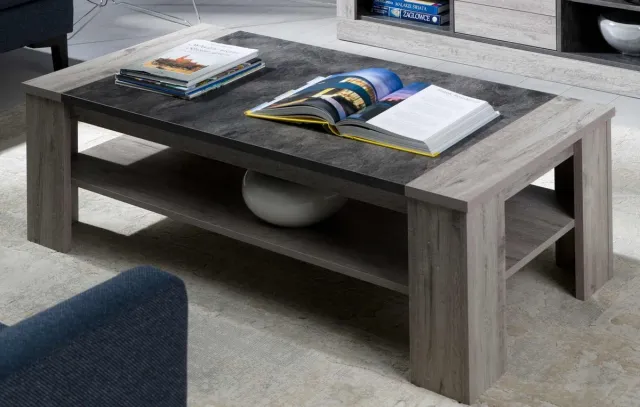 BELFURN Salontafel Tomas 130 x 67 cm in grijze eik grijs