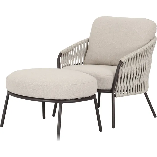 AVH-Collectie Sarenza lounge balkonset 2 delig zand rope terre frame Bruin / Terre