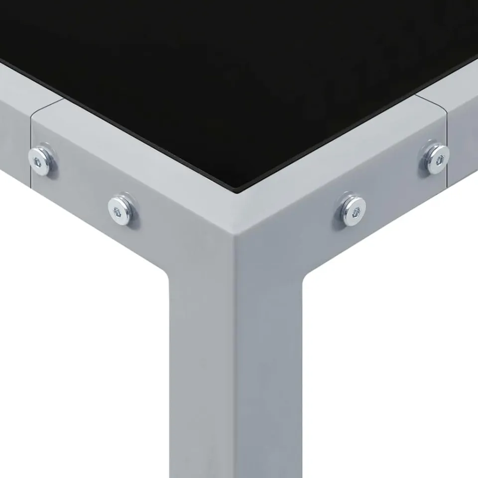 vidaXL Tuintafel 130x130x72 cm staal en glas grijs, foto 3