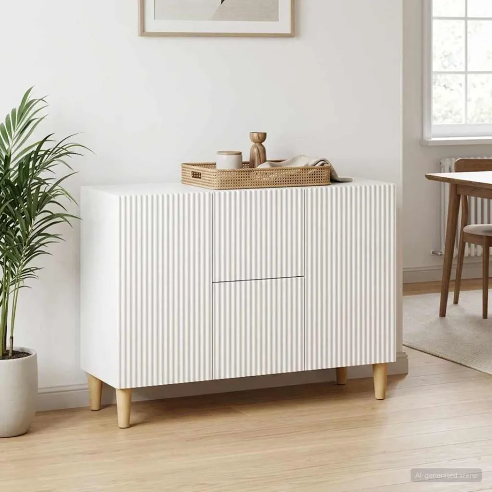 vidaXL Dressoir Hoogglans Wit 89 x 34,5 x 60 cm Bewerkt hout, foto 3
