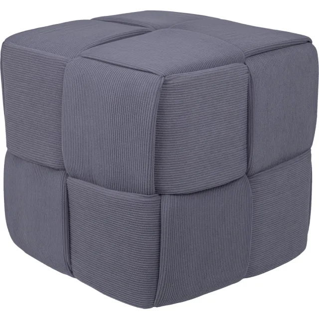 QUVIO Grijze poef met gestofferd blokdesign - Vierkante zitpoef - Moderne zitkruk - Decoratief interieurstuk - Trendy woonaccessoire - Zitkubus - Corduroy - Ribstof - 35x35 cm - Grijs