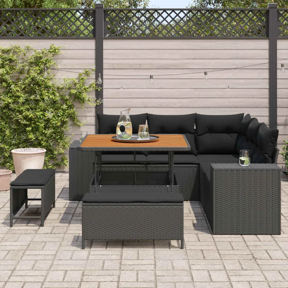 vidaXL Tuin Sofa Set 8 st Zwart poly rattan, foto 3