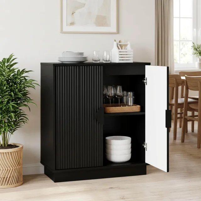 vidaXL Dressoir VENRAY Zwart 66 x 33 x 77,5 cm Bewerkt hout, foto 2