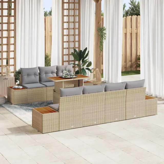 vidaXL Tuin Sofa Set 8 st Beige Poly riet, foto 2