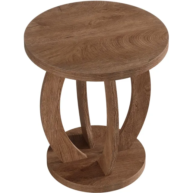 DMG Supply Bijzettafel - Rond - 50 x 50 x 60 cm - Bruin - Houtlook Plaatmateriaal