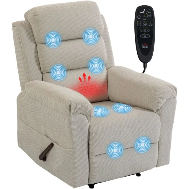 Homcom massage relaxbank - Chenille - 87 x 95 x 109 cm - Crème