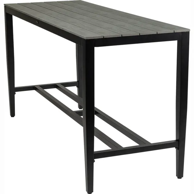4 Seizoenen Tuinmeubelen Rechthoekige bartafel Cyprus 200 x 75 cm | 6 personen | Grey/Black | Polywood & aluminium Black, Grey