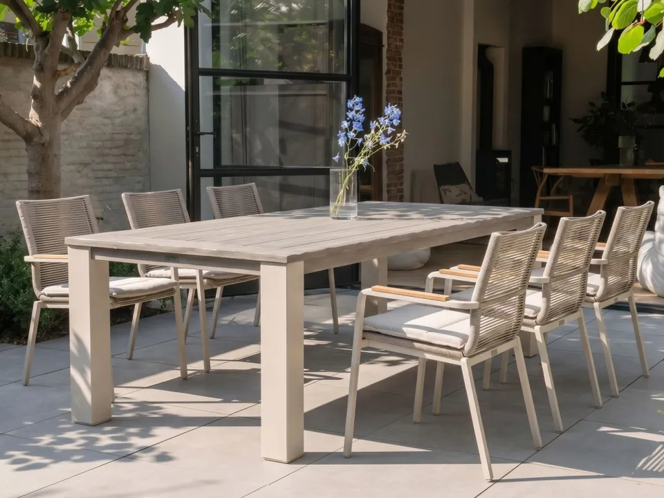 Bellagio tuinmeubelen Bellagio Marudo/ROUGH-X 240cm dining tuinset 7-delig stapelbaar bruin, foto 4