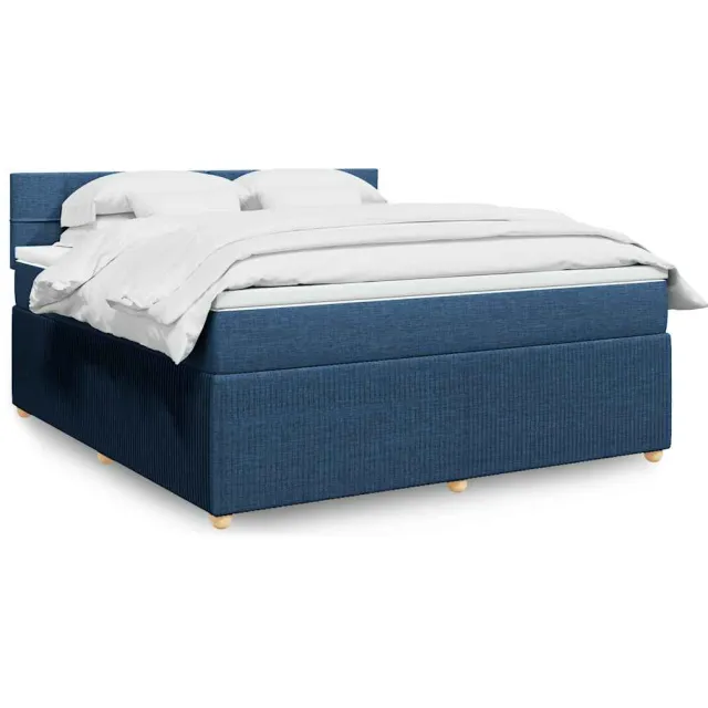 vidaXL Boxspring met matras stof blauw 180x200 cm