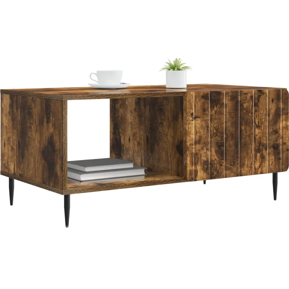 vidaXL Salontafel Gerookt eiken 90 x 50 x 40 cm Bewerkt hout Bruin