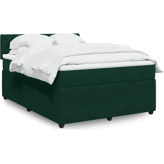 vidaXL Boxspring met matras fluweel donkergroen 160x200 cm groen