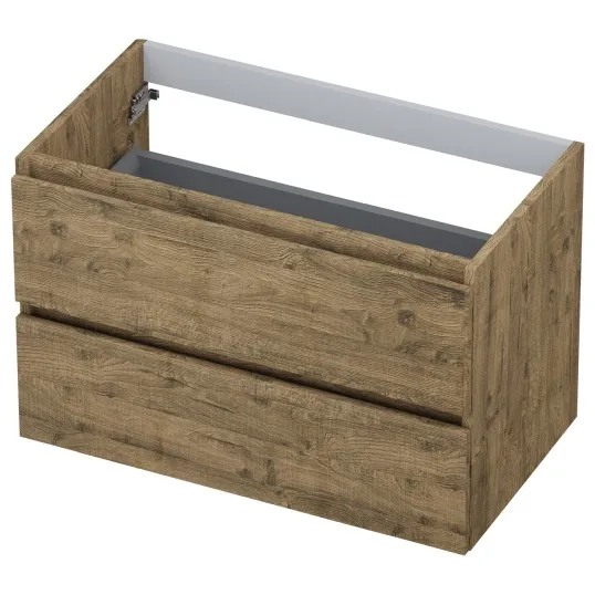 Ink onderkast greeploos met houten keerlijst naturel eiken