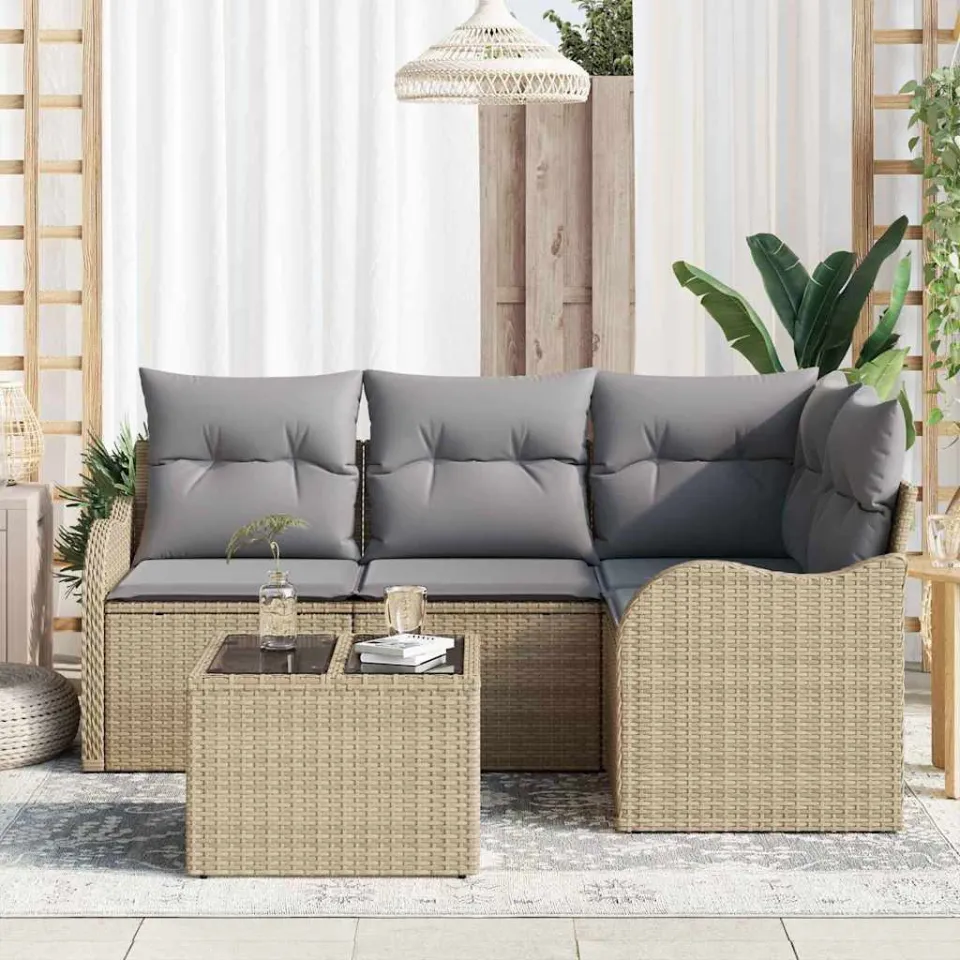 vidaXL Tuin Sofa Set 5 st Zwart poly rattan, foto 3