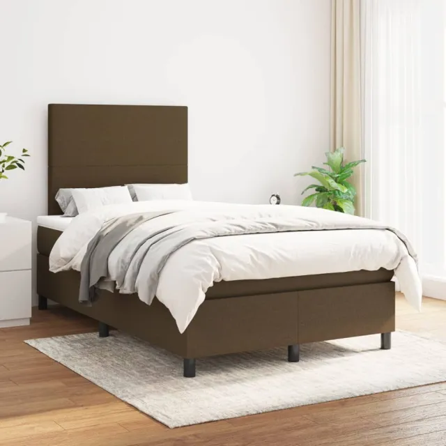vidaXL Boxspring met matras stof donkerbruin 120x200 cm bruin