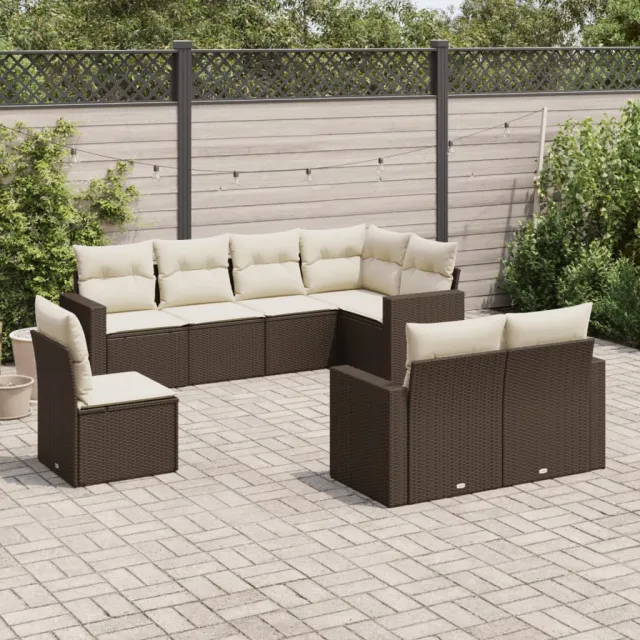 vidaXL 8-delige Loungeset met kussens poly rattan bruin, foto 2