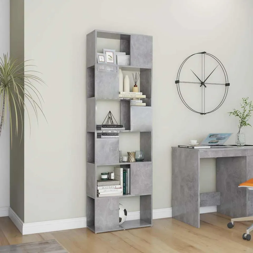 vidaXL Boekenkast/kamerscherm 60x24x186 cm bewerkt hout betongrijs grijs, foto 3