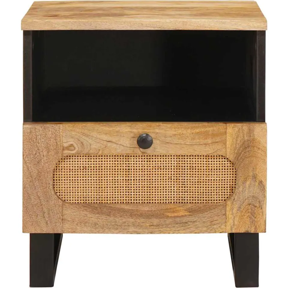 vidaXL Nachtkastje met lade Naturel 40 x 33 x 46 cm Massief Mango Hout, foto 3