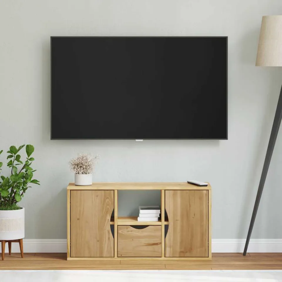 vidaXL Tv-meubel met lade ODDA 79x24x40 cm massief grenenhout bruin, foto 4