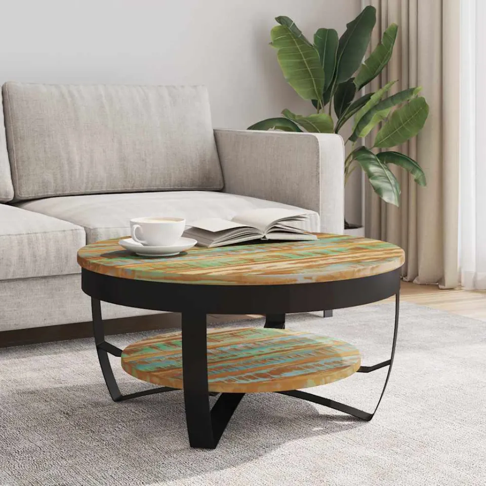 vidaXL Salontafel 65x32 cm massief gerecycled hout meerkleurig, foto 3