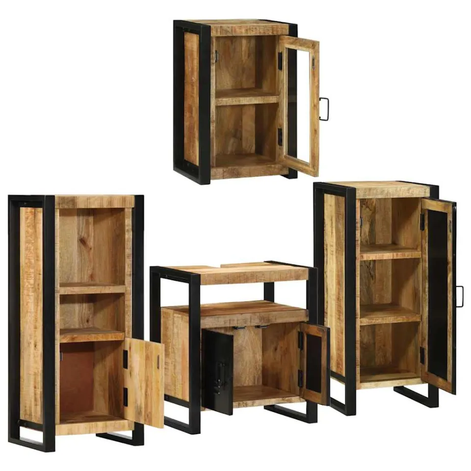 vidaXL Badkamermeubelset 4 st Bruin Massief Mango Hout, foto 3