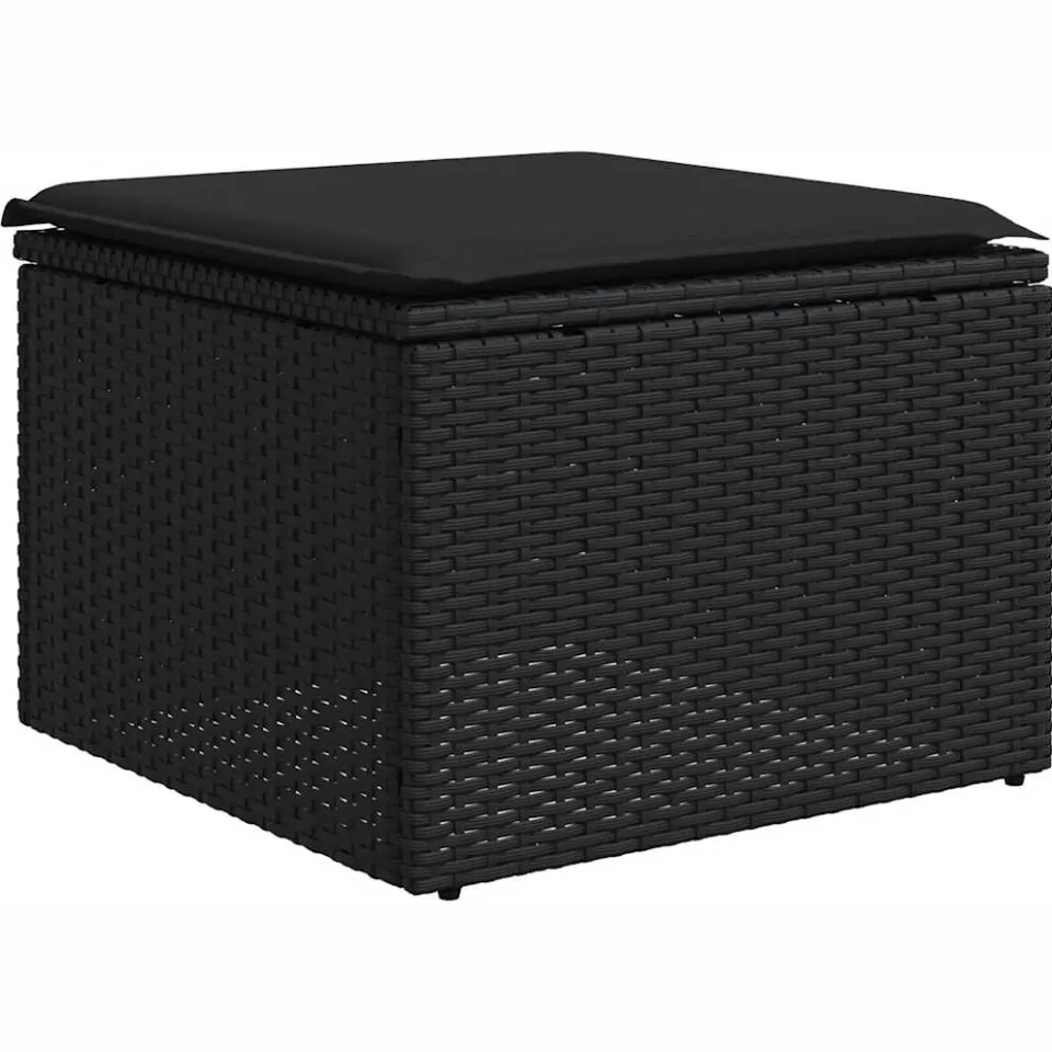 vidaXL 7-delige Loungeset met kussens poly rattan zwart
