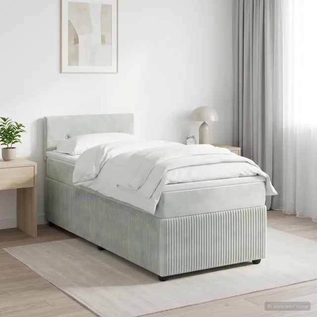 vidaXL Boxspringbed met matras Lichtgrijs 100 x 200 cm Fluweel