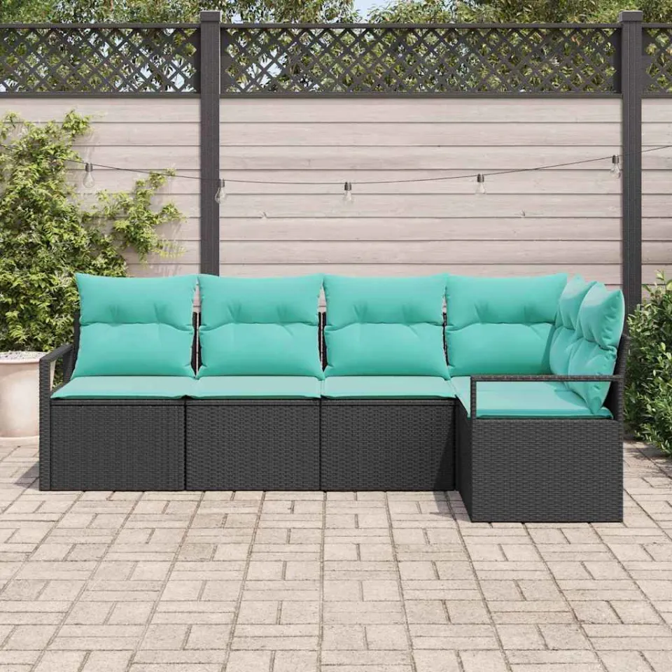 vidaXL Bankstel 5 st Zwart poly rattan, foto 3