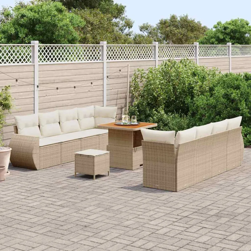 vidaXL Tuin Sofa Set 11 st Beige poly rattan, foto 3