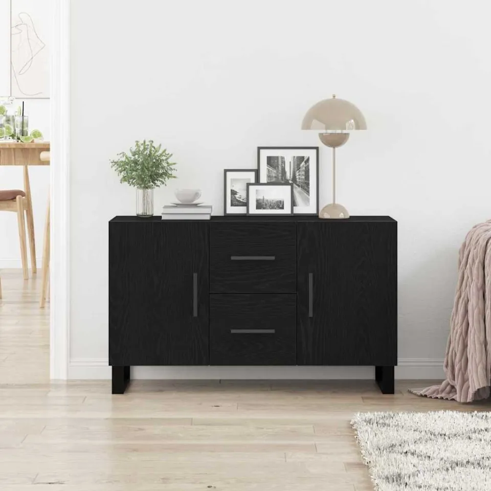 vidaXL Dressoir Zwart Eiken 100 x 36 x 60 cm Bewerkt hout, foto 4
