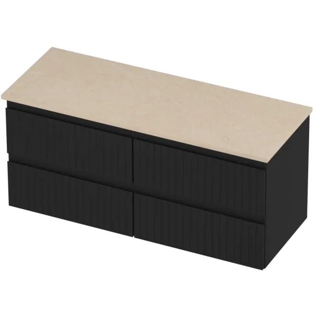Proline Deck Badmeubelset Hardsteen Symmetrisch 4 Laden 120x46x55 cm Sand Stone Mat Zwart