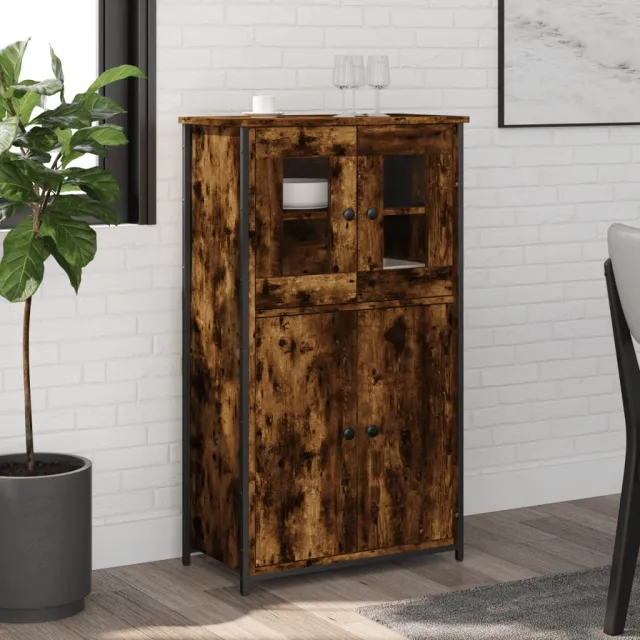 vidaXL Hoge kast 62x32x106,5 cm bewerkt hout gerookt eikenkleurig Bruin