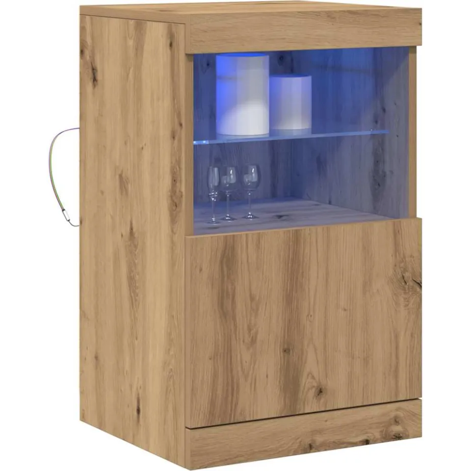 vidaXL LED Sideboard Artisan Eiken 41 x 37 x 67 cm Bewerkt hout