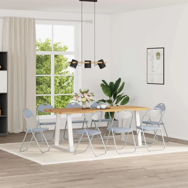 vidaXL Inklapbare stoel 8 st Nep Leer Grijs 48 x 43,5 x 81 cm, foto 2