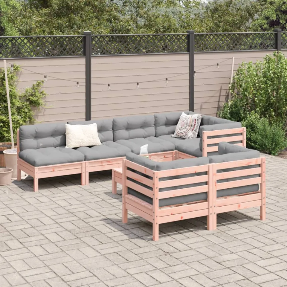 vidaXL 8-delige Loungeset met kussens massief douglas vurenhout bruin, foto 2